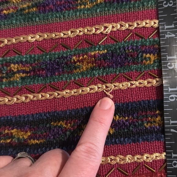 Liz Wear Vintage 90s 3-D Knit Chenille Beaded Sweater Size Medium - Picture 8 of 8